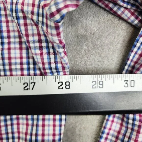 Mens Nordstrom Tech-Smart Red Blue White Check Classic Fit Long sleeve Shirt 19 - Picture 6 of 8